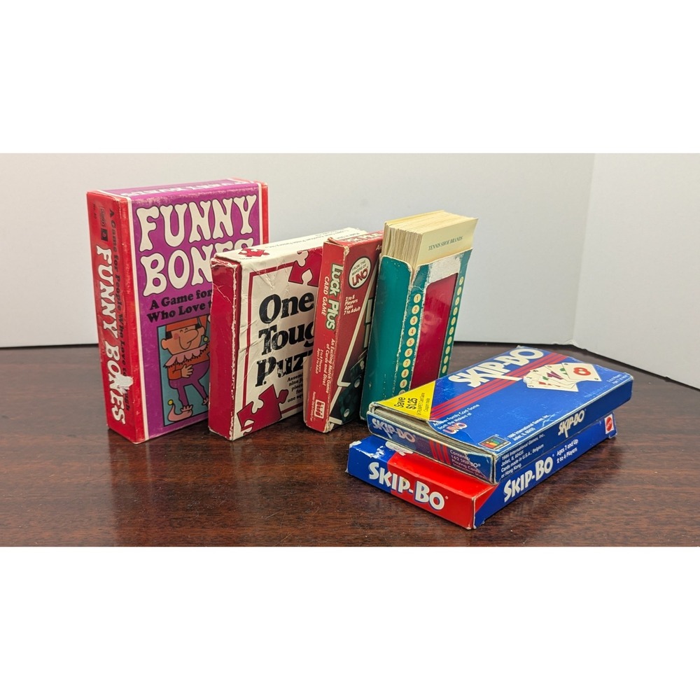 Vintage Game Lot Replacement Parts Skip-Bo Funny Bones Luck Plus Puzzle Lot